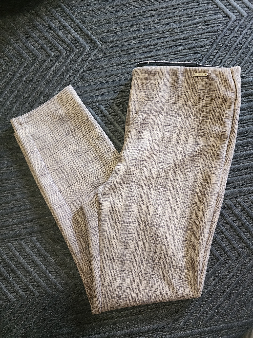 Tahari Women's Plaid Dress Pants in Light Gray, Tan and Brown